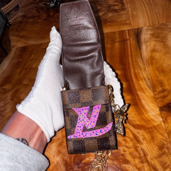 Louis Vuitton repurpose handpainted converted cigarette case brown DAMIER canvas - Picture 7 of 14